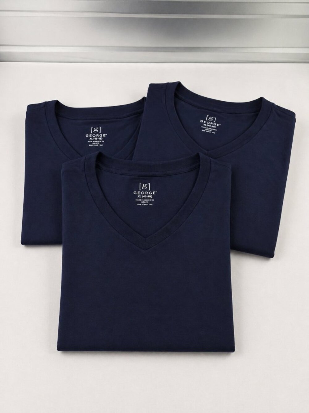 George Men’s V-Neck Basic Tees XL Dark Navy 3 Pack Bundle Deal NWT